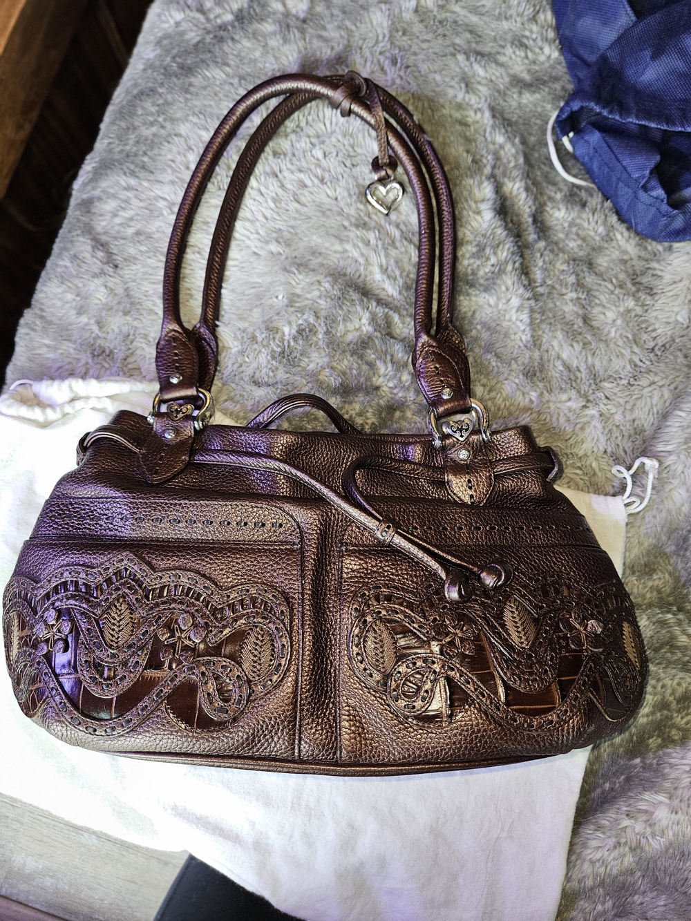Brighton Women's Brown Embossed Leather Shoulder Bag